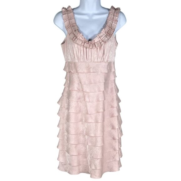 Ruffle Tiered Sleeveless Blush Pink Womens 4 Easter Spring Dress By London Times - Picture 10 of 15